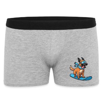 Snowboard Dog Funny Winter Dog - Men's Boxer Shorts - heather grey - Front