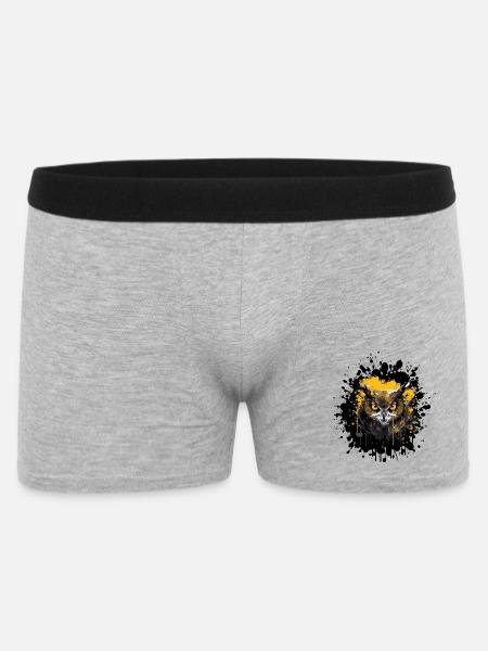 Eule Nachteule Splatter - Männer Boxer Shorts - Grau meliert