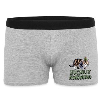 Cat Cactus Socially Awkward - Men's Boxer Shorts - heather grey - Front