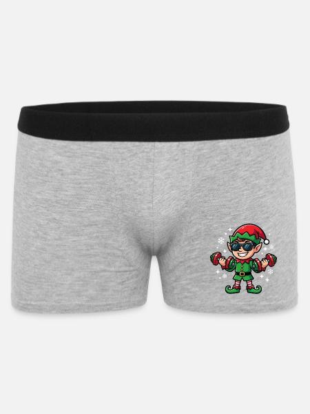 Christmas Elf Weightlifting Gym for Men - Men's Boxer Shorts - heather grey