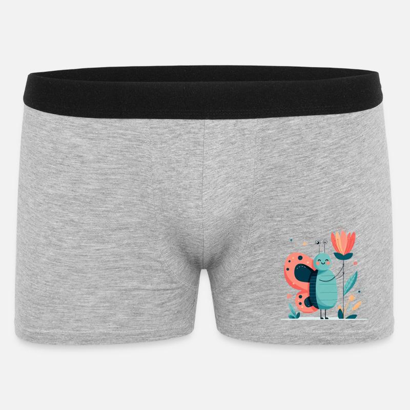 Un papillon mignon avec une fleur - Boxer Homme - gris chiné
