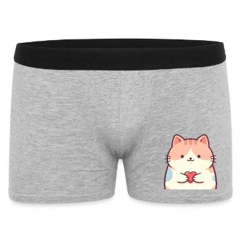 Cuddly Kitten Heart Cartoon Cat - Men's Boxer Shorts - heather grey - Front