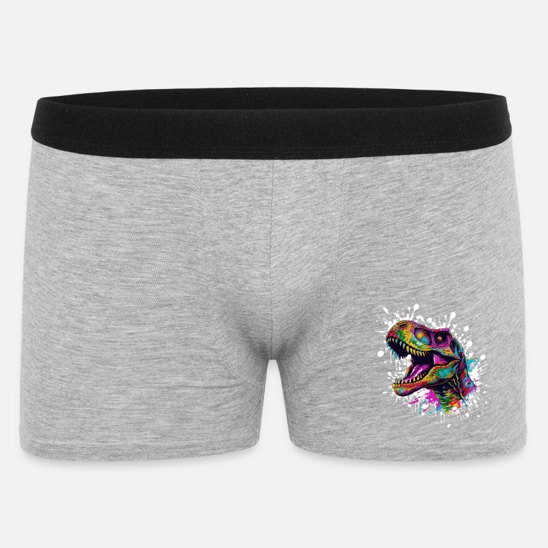 Bunter Dino-Splatter - Männer Boxer Shorts - Grau meliert