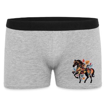 Ornamental horse with leaf patterns - Men's Boxer Shorts - heather grey - Front