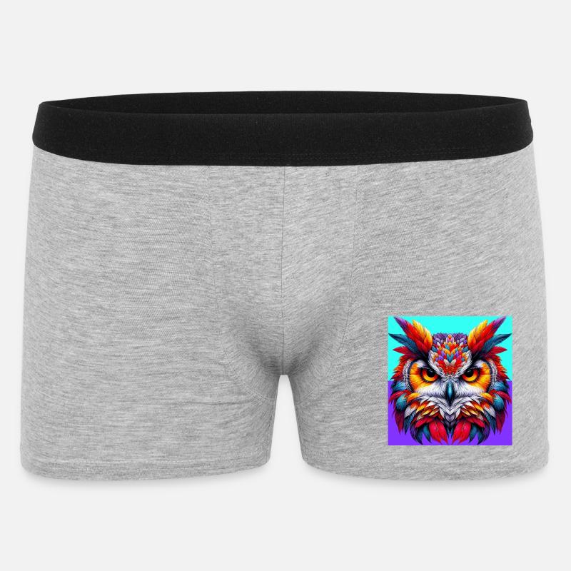 Eule - Männer Boxer Shorts - Grau meliert
