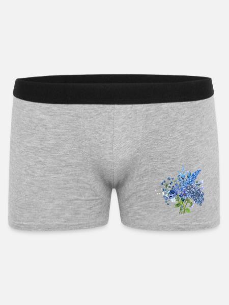 Watercolor Bouquet Blue / Floral Floral Design - Men's Boxer Shorts - heather grey