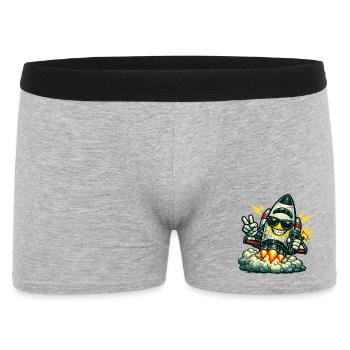 Space Rocket Duck mit Mikrofon - Männer Boxer Shorts - Grau meliert - Vorne