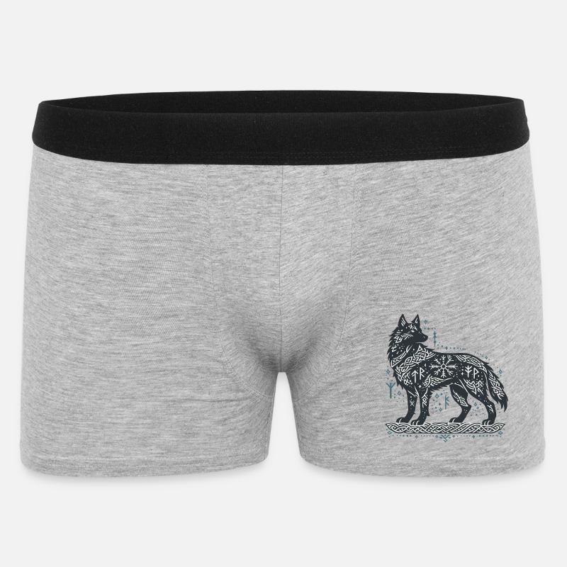Nordischer Wolf mit Knotenmuster - Männer Boxer Shorts - Grau meliert