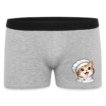 Motif de dessin animé Chat Chef mignon - Boxer Homme - gris chiné - Devant
