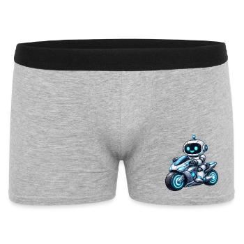 Roboter auf Motorrad - Männer Boxer Shorts - Grau meliert - Vorne