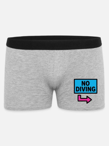 No Diving Schild Pool Retro - Männer Boxer Shorts - Grau meliert