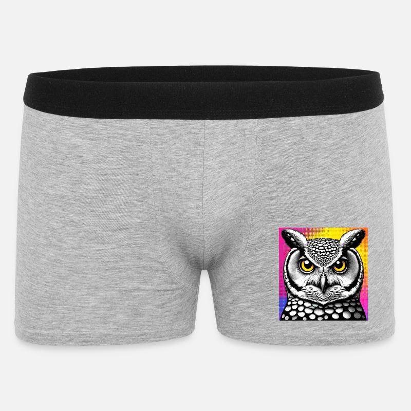Eule - Männer Boxer Shorts - Grau meliert