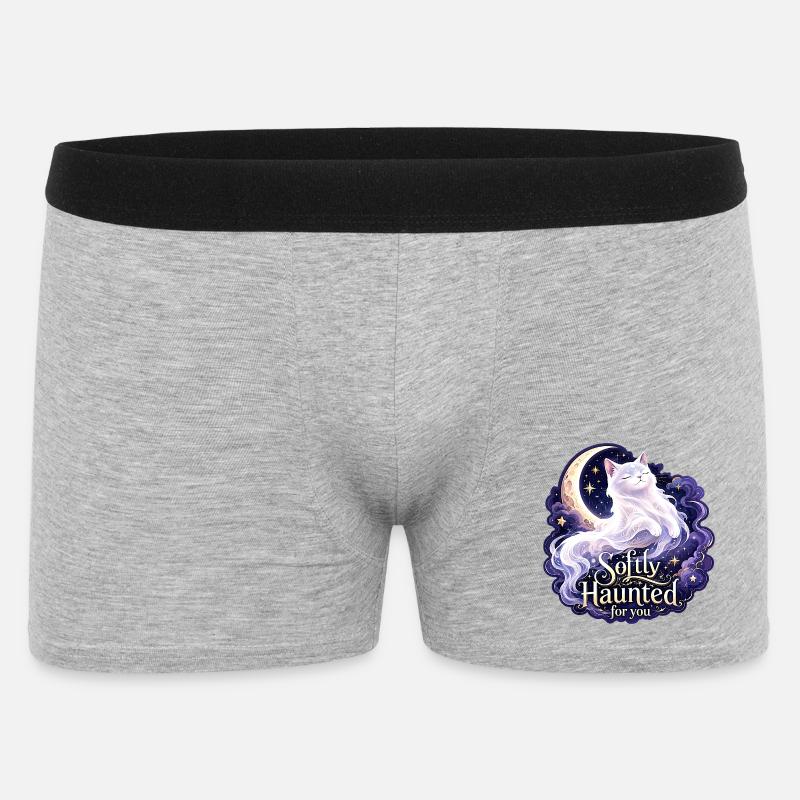 Sanft verfluchte weiße Mondkatze Gothic Celestial - Männer Boxer Shorts - Grau meliert