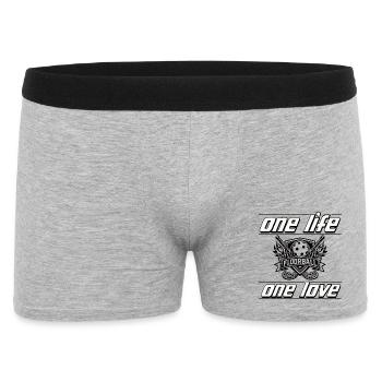 Floorball , one Life one Love - Männer Boxer Shorts - Grau meliert - Vorne