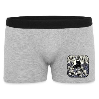 Nocturne Cat in Iris Moon - Männer Boxer Shorts - Grau meliert - Vorne