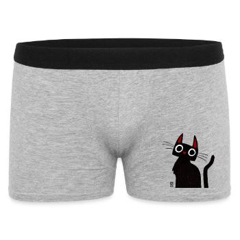 Silhouette du chat nocturne aux oreilles rouges - Boxer Homme - gris chiné - Devant