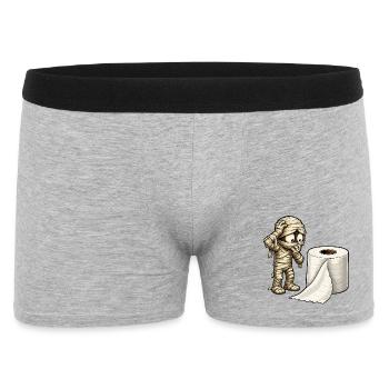 Mummy and Toilet Paper Cartoon - Men's Boxer Shorts - heather grey - Front