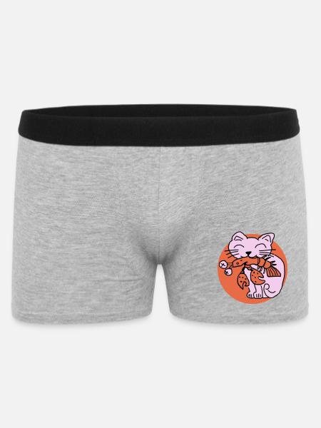 Cat eats cancer - Men's Boxer Shorts - heather grey