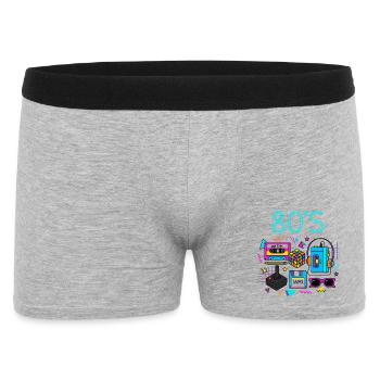 Retro Neon 80er Spielhalle - Männer Boxer Shorts - Grau meliert - Vorne