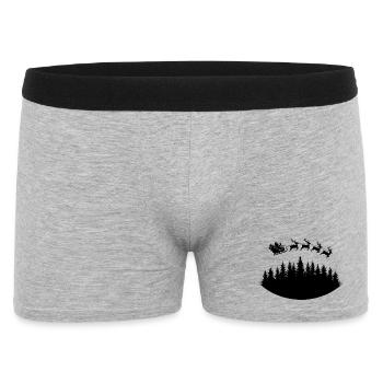 Weihnachtsmann Schlitten Rentiere - Männer Boxer Shorts - Grau meliert - Vorne