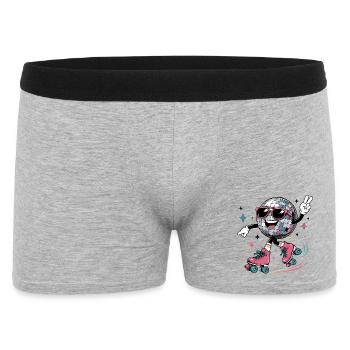 Disco Kugel auf Rollschuhen Retro Style - Männer Boxer Shorts - Grau meliert - Vorne