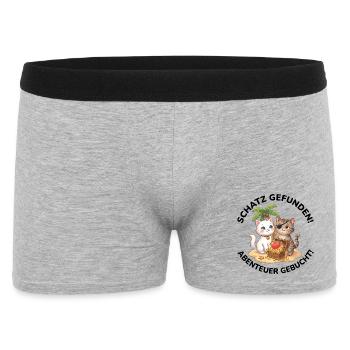Katzen Piraten Schatz gefunden - Männer Boxer Shorts - Grau meliert - Vorne