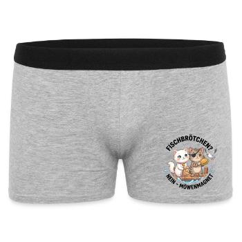 Katzen Fischbrötchen Möwenmagnet - Männer Boxer Shorts - Grau meliert - Vorne