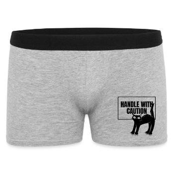 Cat Caution Tee - Männer Boxer Shorts - Grau meliert - Vorne