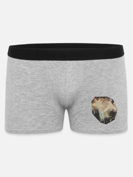 Vintage_White_Lilies_Watercolor_Art - Männer Boxer Shorts - Grau meliert