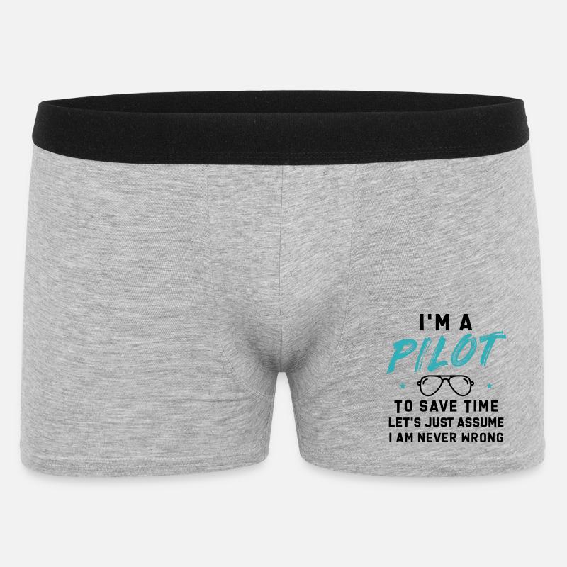 I am a Pilot - Männer Boxer Shorts - Grau meliert