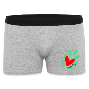 GEBURTSTAG. ALLES GUTE ZUM GEBURTSTAG. ALLES GUTE ZUM GEBURTSTAG. - Männer Boxer Shorts - Grau meliert - Vorne