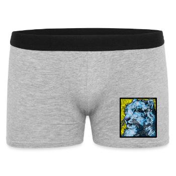 Schneeleopard nah (Bunt) - Männer Boxer Shorts - Grau meliert - Vorne