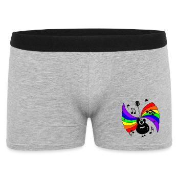 Gitarre mit Regenbogen- und Musiknoten - Männer Boxer Shorts - Grau meliert - Vorne