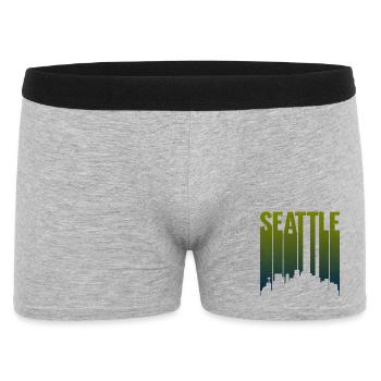 Seattle Skyline Grüngradient - Männer Boxer Shorts - Grau meliert - Vorne