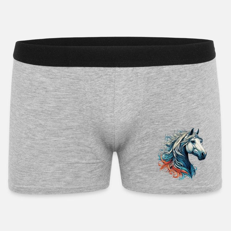 Pferd - Männer Boxer Shorts - Grau meliert