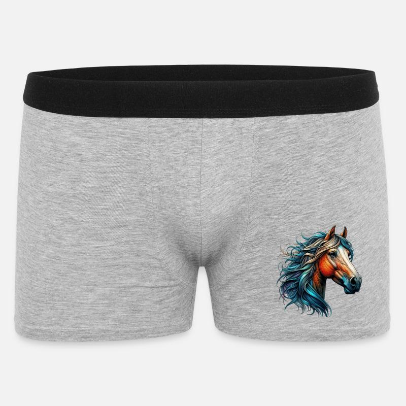 Pferd - Männer Boxer Shorts - Grau meliert