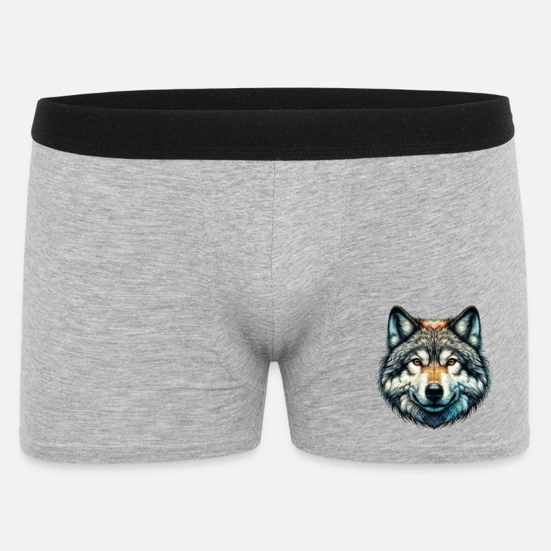 Wolf - Männer Boxer Shorts - Grau meliert
