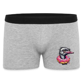 drôle de festin pour les yeux - Oiseau autruche avec beignet - Boxer Homme - gris chiné - Devant