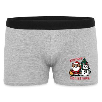 Festive Cat and Snowman Christmas Design - Men's Boxer Shorts - heather grey - Front