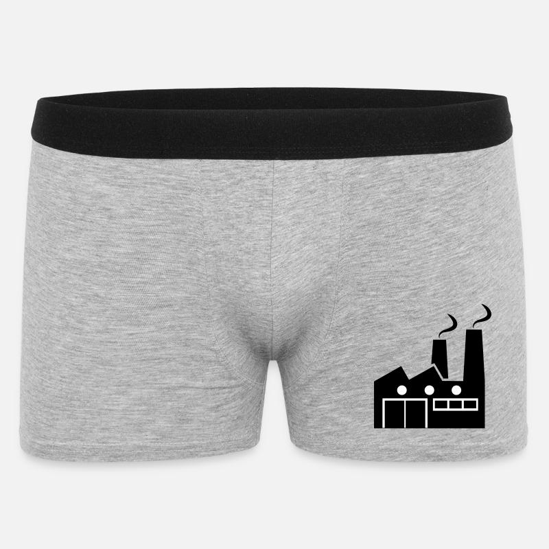 Abstrakte geometrische Linienkunst einer Fabrik - Männer Boxer Shorts - Grau meliert