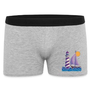 Phare avec bateau - Boxer Homme - gris chiné - Devant