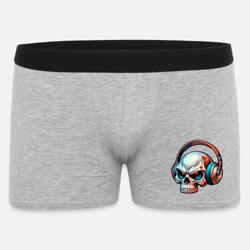 Schädel mit kopfhörer - Männer Boxer Shorts - Grau meliert