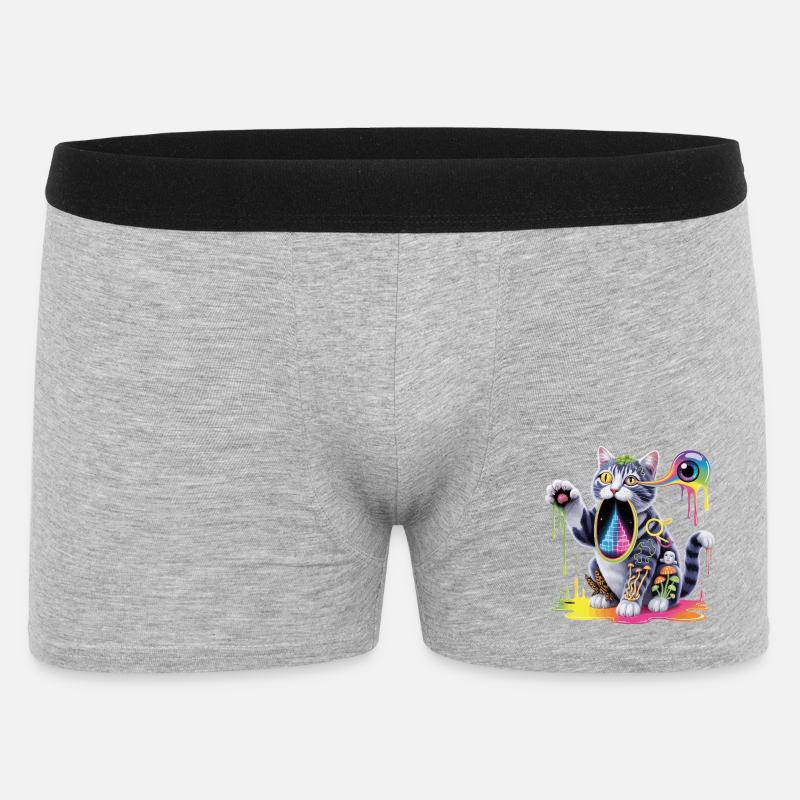 Psychedelische Katze Surreale Kunst Design - Männer Boxer Shorts - Grau meliert