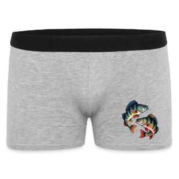 Zwei springende Barsche - Männer Boxer Shorts - Grau meliert - Vorne
