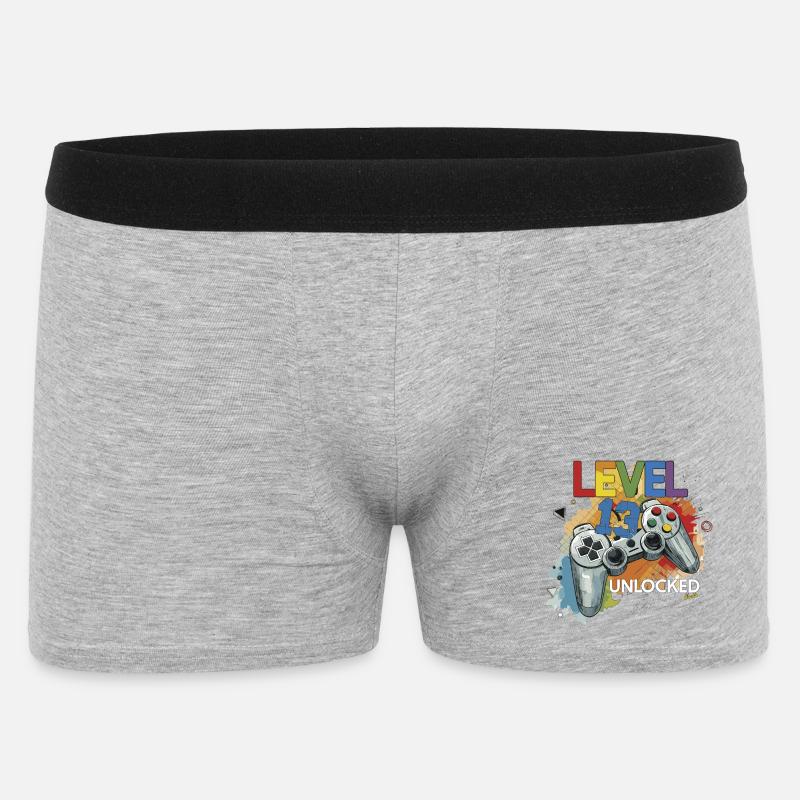 Level 13 Freigeschaltet Controller Graffiti Geburt - Männer Boxer Shorts - Grau meliert