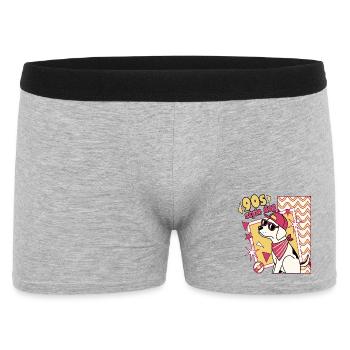 Retro 90er Jahre Hund mit Sonnenbrille - Männer Boxer Shorts - Grau meliert - Vorne