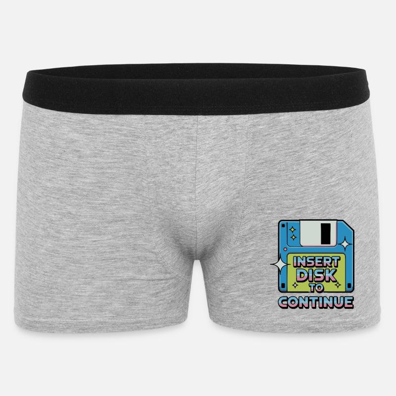 Y2K Retro – Insert Disk to Continue - Men's Boxer Shorts - heather grey