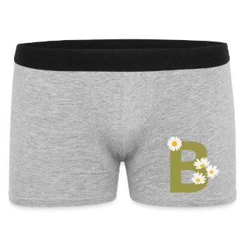 Lettre b vert marguerites - Boxer Homme - gris chiné - Devant
