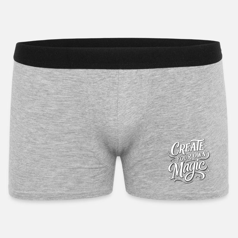 Create Your Own Magic Text - Männer Boxer Shorts - Grau meliert