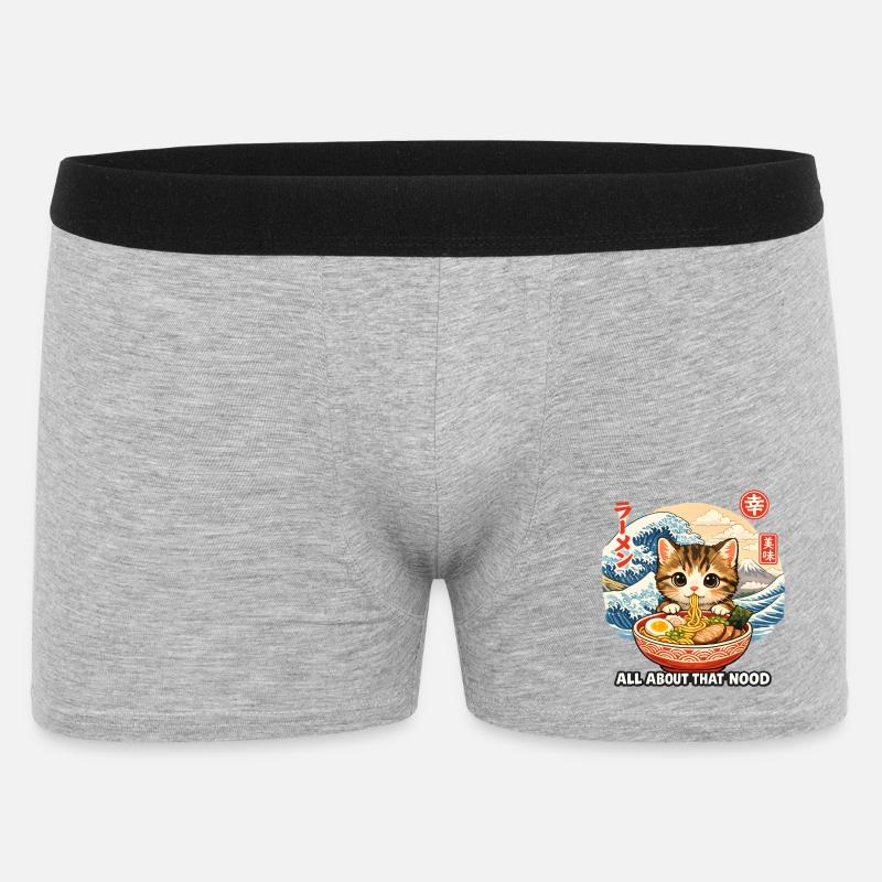 Katzen ramen Ukiyo-e  - Männer Boxer Shorts - Grau meliert